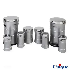 سرویس 8 پارچه کمرباریک استیل با خط نقره ای یونیک UN-4588