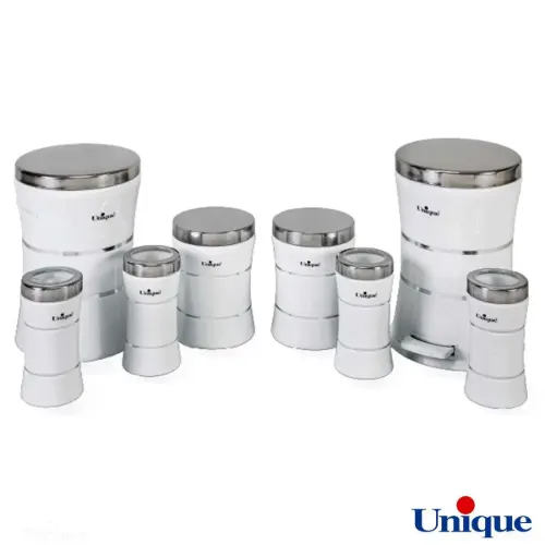 سرویس 8 پارچه کمرباریک خطی سفید درب استیل یونیک UN-4592
