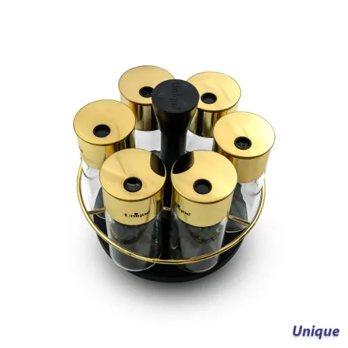 ست جا ادویه ای گردان استیل گرد 6 عددی یونیک مدل UN-1640