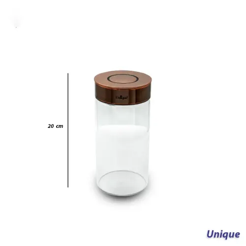 بانکه شیشه ای درب مسی یونیک 20 سانت UN-1710