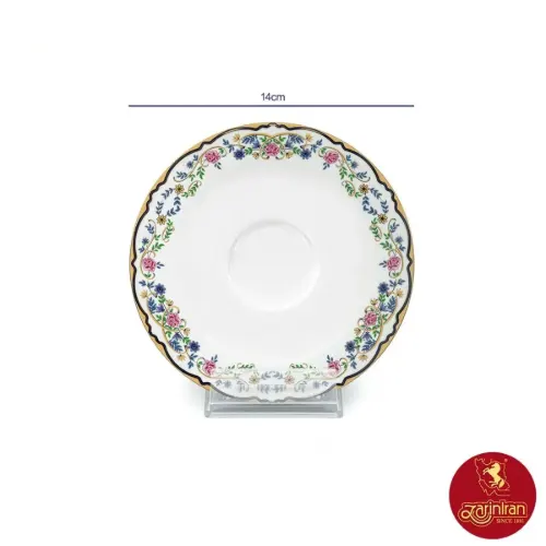 نعلبکی چای خوری چینی زرین ایتالیا اف طرح گلستان سایز 14