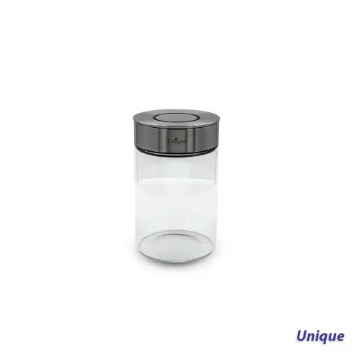 بانکه شیشه ای درب استیل یونیک 15 سانت UN-1704