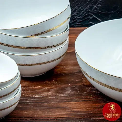 چینی زرین سرویس 13 پارچه پیاله طرح هدیه طلایی