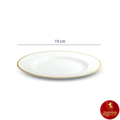 بشقاب پیش دستی چینی زرین لب طلایی سایز 19