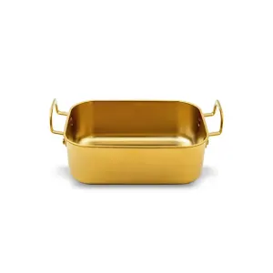 تابه سرو استیل طلایی دسته دار A1814G سایز 17.5 سانتیمتر