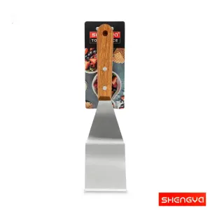 کاردک آشپزی زاویه دار استیل دسته چوبی شنگیا P4210