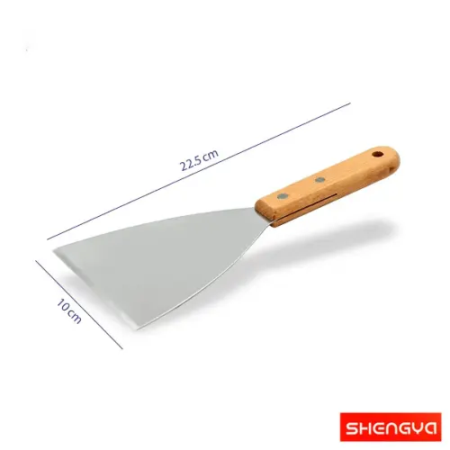 کاردک آشپزی استیل دسته چوبی شنگیا