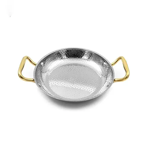 ماهیتابه استیل دسته طلایی داخل چکشی سایز 22 POT-22