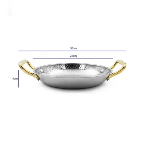 قیمت ماهیتابه استیل دسته طلایی داخل چکشی سایز 22 POT-22