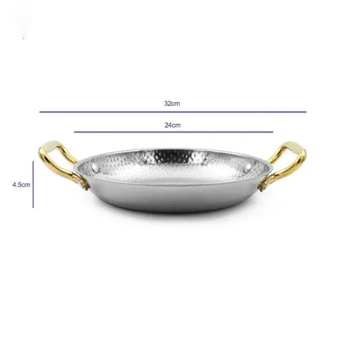ابعاد ماهیتابه استیل دسته طلایی داخل چکشی سایز 24 POT-24