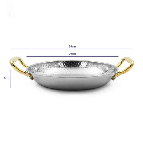 ابعاد ماهیتابه استیل دسته طلایی داخل چکشی سایز 28 POT-28