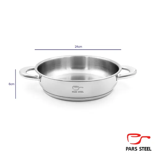 خرید تابه پارس استیل سایز 24 دو دسته کف سه لایه