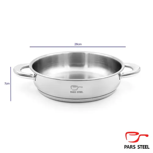 خرید تابه پارس استیل سایز 28 دو دسته کف سه لایه