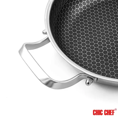 قیمت تابه استیل کربنی CC8163-28 دو دسته چیک چف