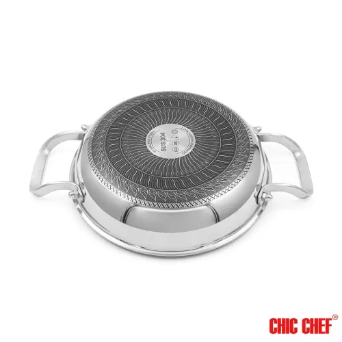 خرید قسطی تابه استیل کربنی CC8163-28 دو دسته چیک چف