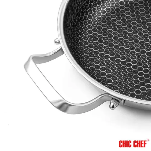 قیمت تابه استیل کربنی CC8163-30 دو دسته چیک چف