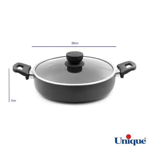 تابه دو دسته 28 کف گرانیت طوسی تیره UN-8126