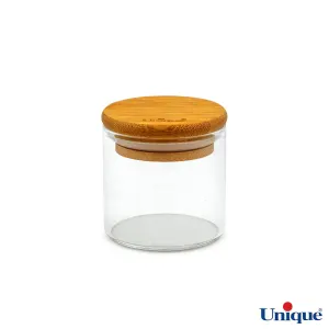 ظرف ادویه شیشه ای یونیک 6 سانتی متری درب چوبی UN-1756