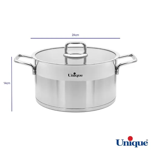 خرید سرویس قابلمه یونیک 8 پارچه تمام استیل مدل فلت UN-9990
