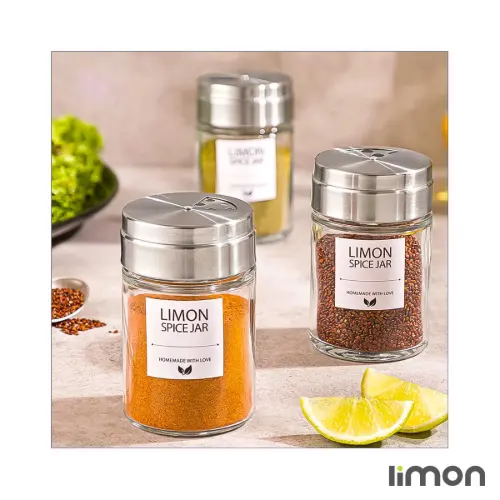 جا ادویه شیشه ای درب استیل