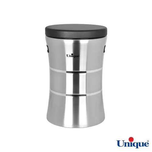 خرید سرویس آشپزخانه 18 پارچه یونیک کمرباریک استیل با درب مشکی UN-4620