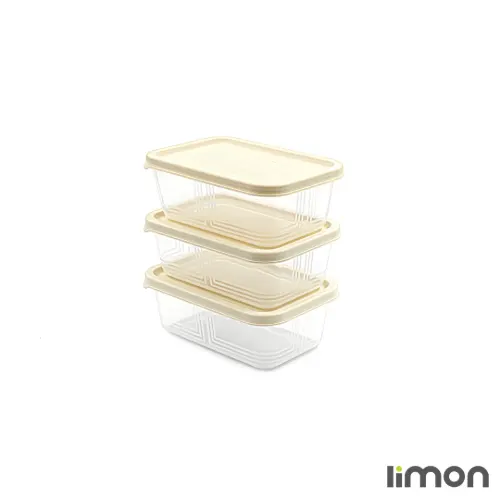 ظرف نگهدارنده مستطیل 550 میلی لیتر 3 عددی لیمون 2405