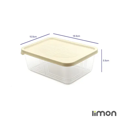 ابعاد ظرف نگهدارنده مستطیل 550 میلی لیتر 3 عددی لیمون 2405