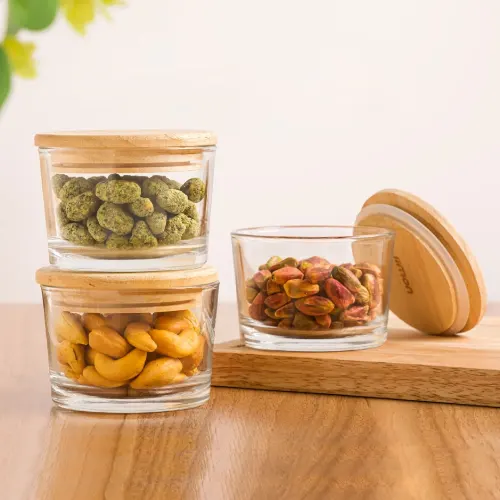 قیمت ظرف شیشه ای گرد 190 سی سی در چوبی لیمون 2193