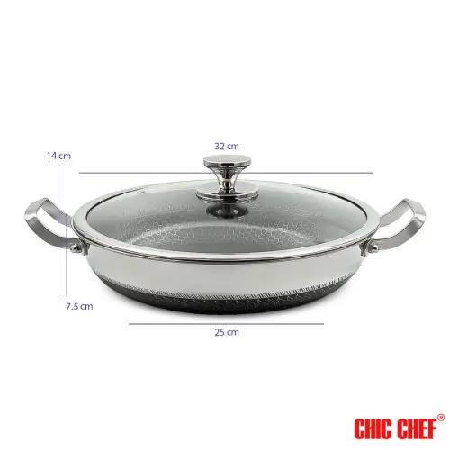 تابه استیل کربنی CC8163-32 دو دسته