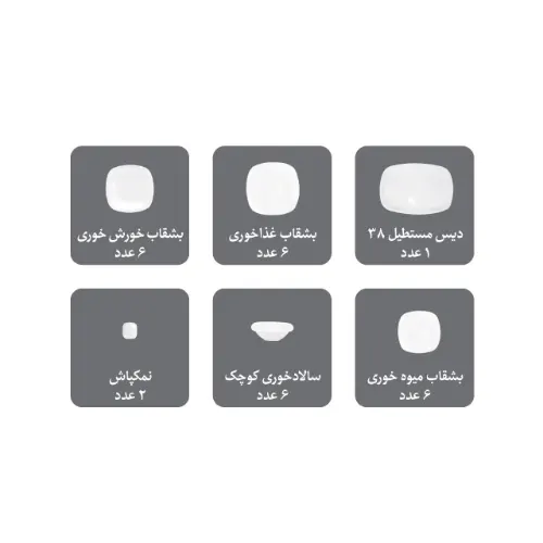 اقلام سرویس چینی زرین کواترو سمن 6 نفره 20 پارچه