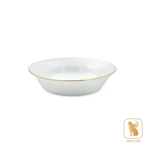 کاسه پارس اپال طرح سفید لب طلا کد 780