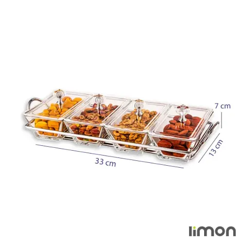 اردورخوری شیشه ای لیمون مستطیل 4 خانه 2105