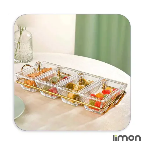 اردورخوری شیشه ای لیمون مستطیل 4 خانه 2105