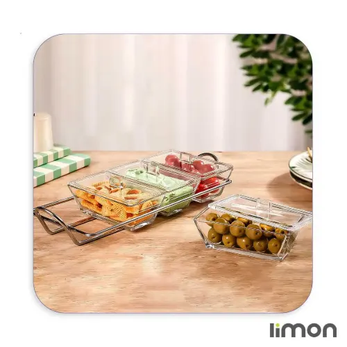 اردورخوری شیشه ای لیمون مستطیل 4 خانه 2105