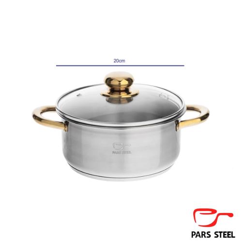 کیفیت سرویس قابلمه پارس استیل 8 پارچه دسته طلایی