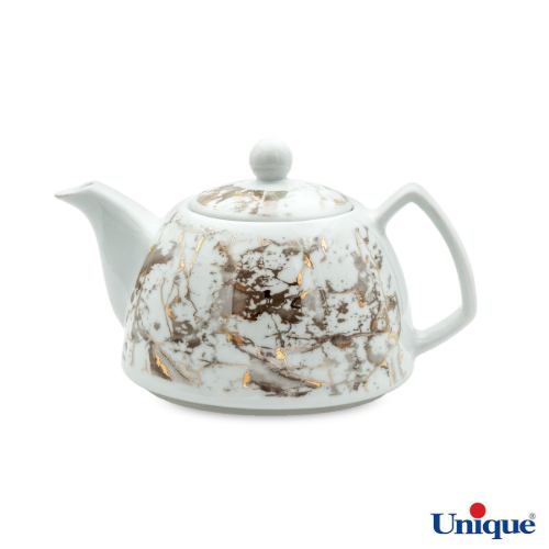 قوری چینی یونیک مدل گرانیت طلایی granite UN-7542