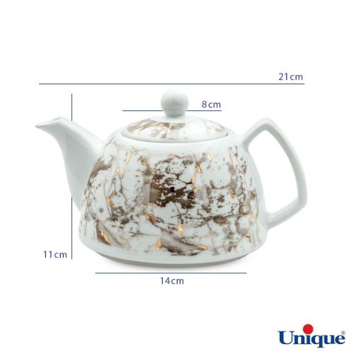 قوری چینی یونیک مدل گرانیت طلایی UN-7542